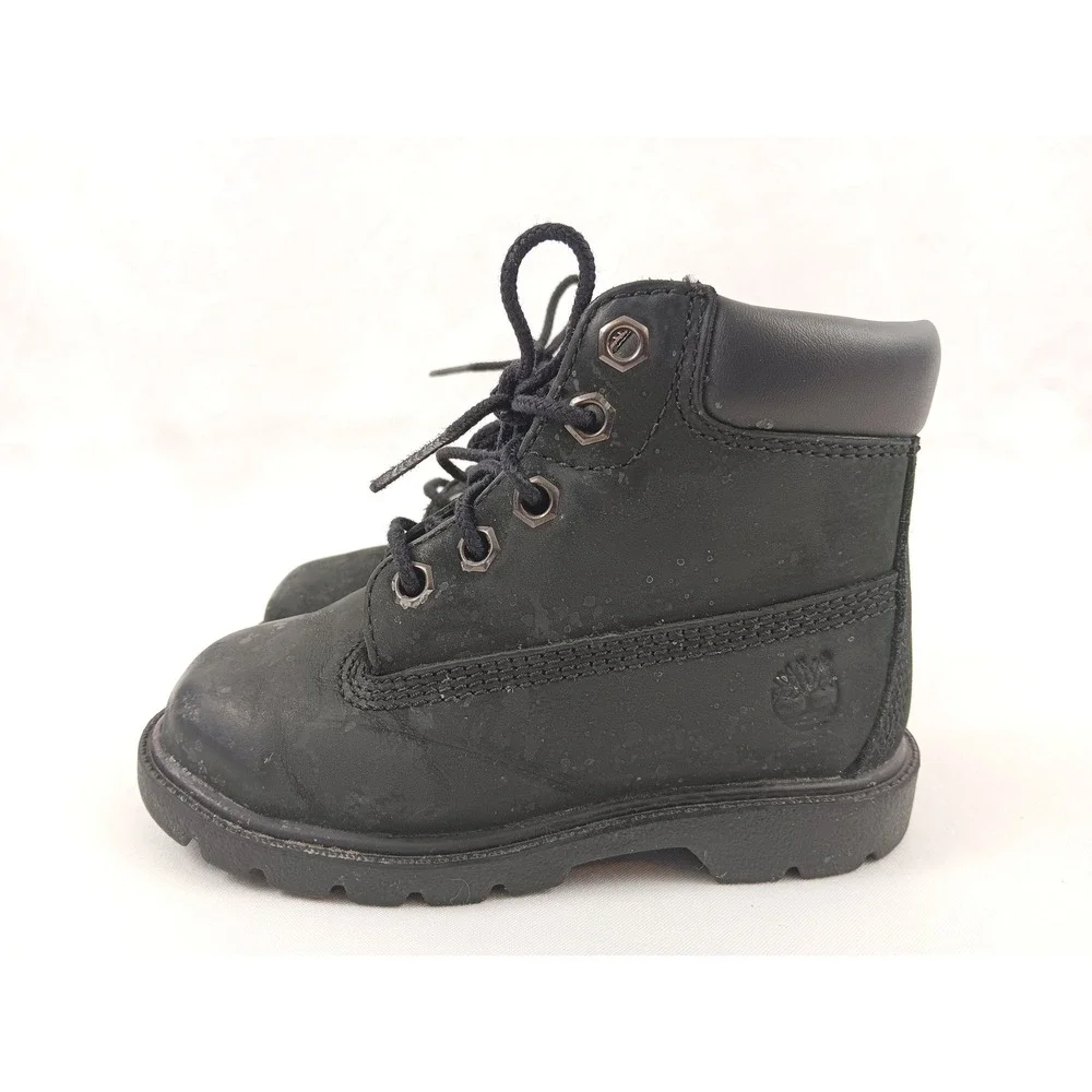 Kids Black Timberland Lace Up Ankle‎ Boots Size 8